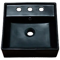 American Imaginations 16.14-in. W Semi-Recessed Black Bathroom Vessel Sink For 3H8-in. Center Drilling AI-28357