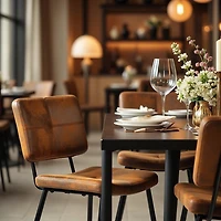 Ensemble de salle à manger moderne 5 pièces Homy Casa avec chaises en simili-suède et table en imitation noyer