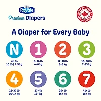 Royale Premium Diapers, Super Pack, Disposable Baby Diapers, Size Newborn - 7, 84-44 Count