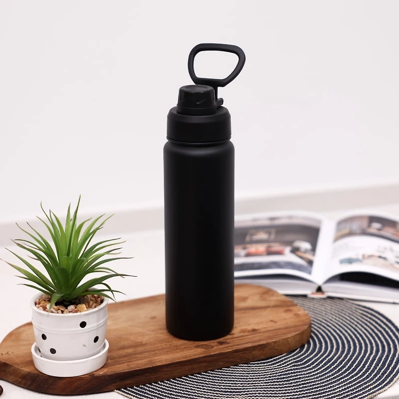 Mainstays 24OZ Bouteille d'eau à double paroi en acier inoxydable noire