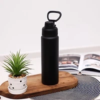 Mainstays 24OZ Bouteille d'eau à double paroi en acier inoxydable noire