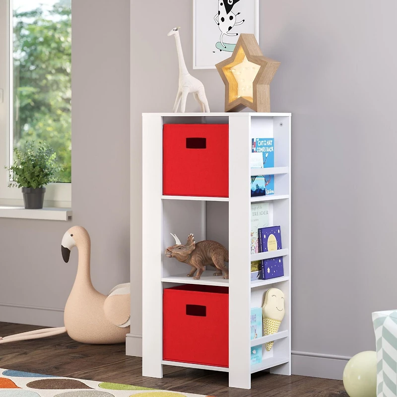 RiverRidge® Home Book Nook Collection Cubby Storage Tower with Bookshelves in White for Kids with 2-Piece Bins