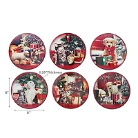 Christmas 8 "Round Ceramic Tivet Pets With Gifts - Ensemble De 6