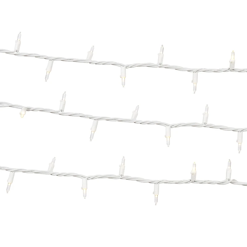 Mini guirlandes de Noël lumineuses dotées de 100 ampoules à incandescence de 19,2 pieds, transparentes, avec fil blanc Holiday Time Espace entre les ampoules de 3,25 po (8,2 cm)