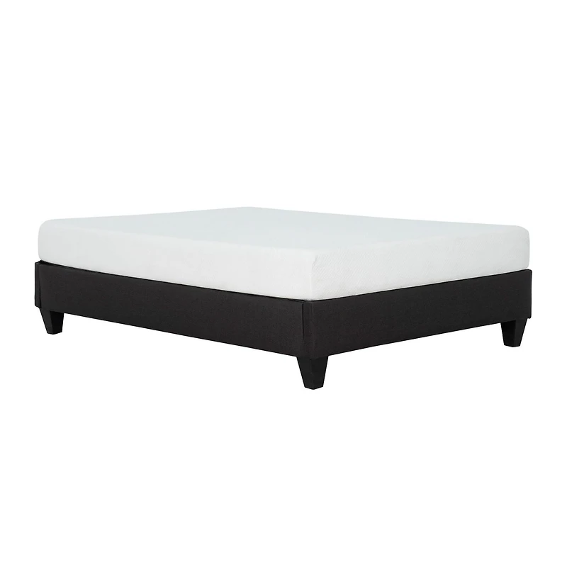 Carter Dark Grey Upholstered Platform Bed Frame, King