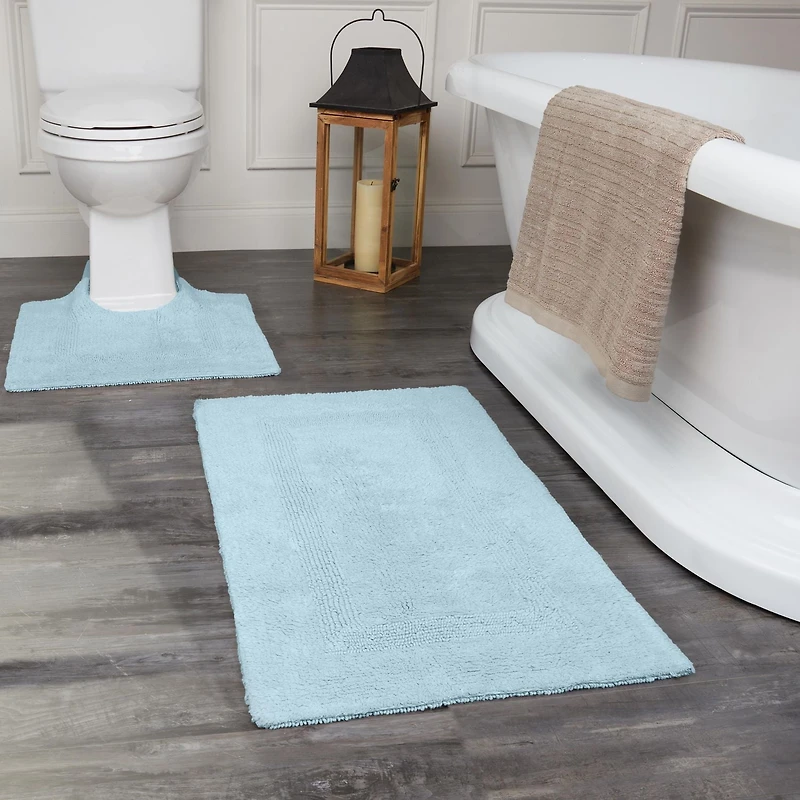 Fabstyles Basix Soft & Absorbent Reversible Cotton Bath Rug Set of 2