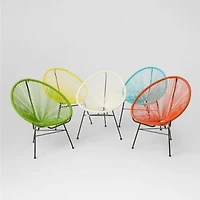 Chaise longue pour enfants Mia de style Acapulco – Design léger et durable pour une utilisation en intérieur et en extérieur, dotée d'un siège tissé confortable et d'un cadre en métal robuste, parfait