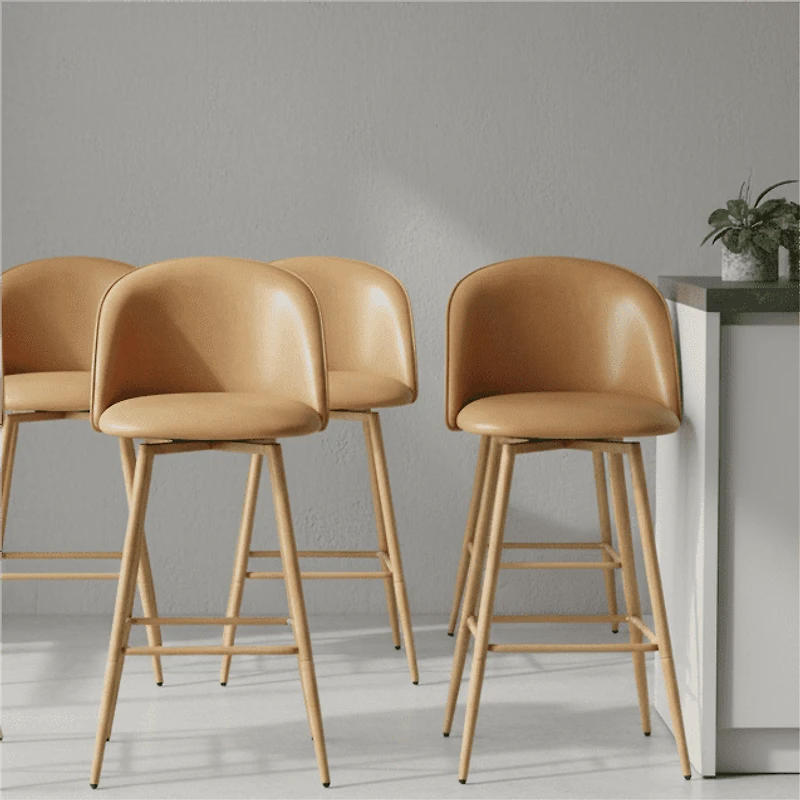 Homy Casa - Ensemble de 2 tabourets de bar contemporains, hauteur d'assise 66 cm, revêtement en tissu et pieds imitation bois
