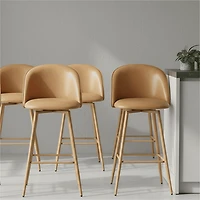 Homy Casa - Ensemble de 2 tabourets de bar contemporains, hauteur d'assise 66 cm, revêtement en tissu et pieds imitation bois