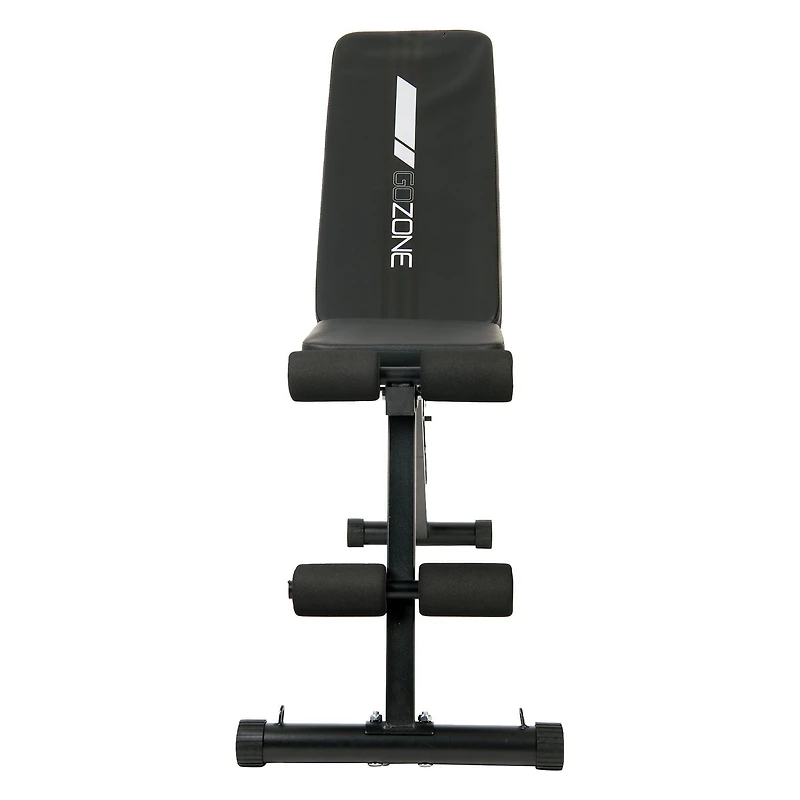 GoZone Foldable Weight Bench with Resistance Bands – Black, Padded ankle bar