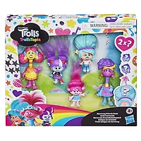 DreamWorks TrollsTopia Harmony Friends Pack, 5 Trolls Toys with Poppy, Val, R&B, Holly Darlin' Surprise Hair Figure, Kids 4 and Up