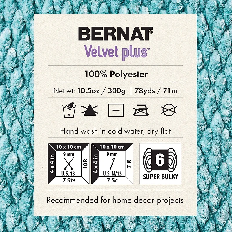 Bernat® Velvet Plus™ Yarn, Polyester #6 Super Bulky, 10.5oz/300g, 78 Yards