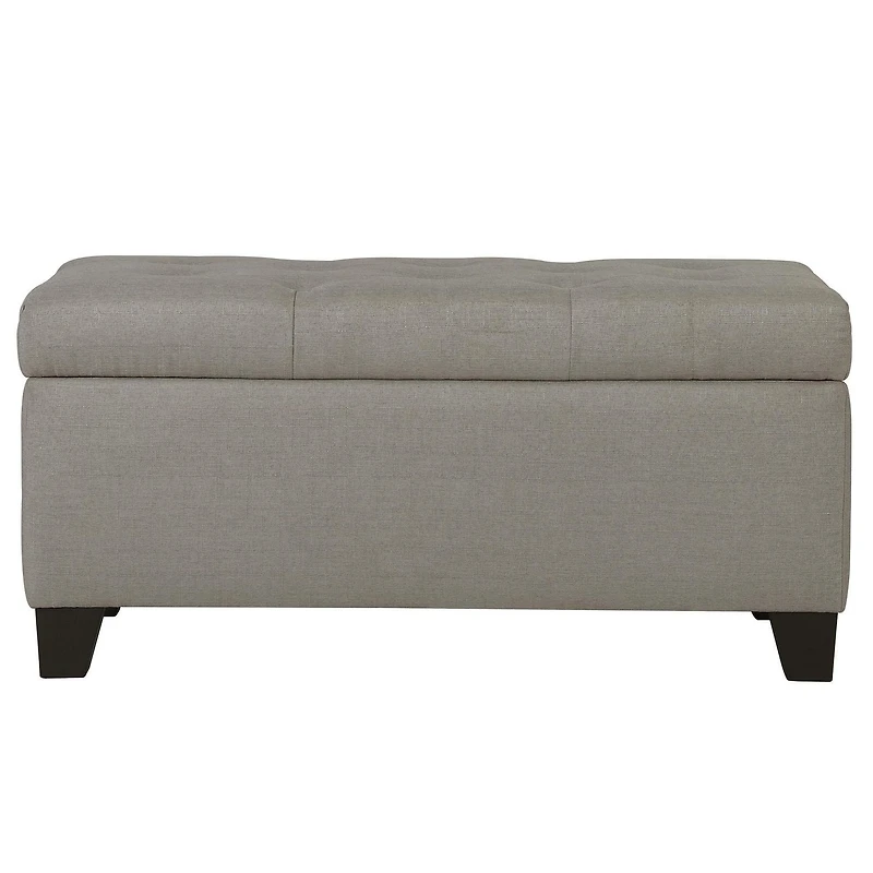 Modern Fabric-Upholstered Rectangular Storage Ottoman Bench - Light Grey