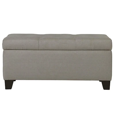 Modern Fabric-Upholstered Rectangular Storage Ottoman Bench - Light Grey