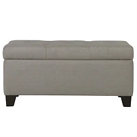 Modern Fabric-Upholstered Rectangular Storage Ottoman Bench - Light Grey