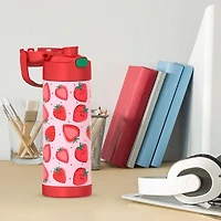 Thermos Kids Stainless Steel Vacuum Insulated Funtainer Water Bottle with Spout Lid, 470ml, Strawberries, 16 Oz/473 ml, BPA-free