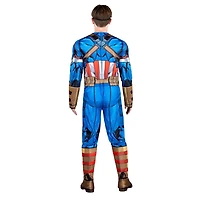 MARVEL Déguisement Captain America pour adulte - Combinaison rembourrée et masque en plastique 3D