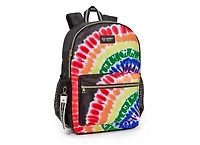 Justice™ Brand Girls Tie Dye Nylon Multi Compartment Backpack 17” Backpack with Texture Rubber Embossed Keychain