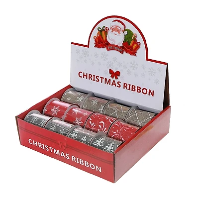 Assorted White Pattern Burlap Ribbon (2.5" X 3 Y) (12/Pdq) - Set of 12