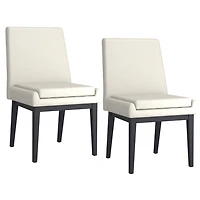 Contemporary Faux Leather and Metal Dining Chair, Set of 2 - Beige and Black