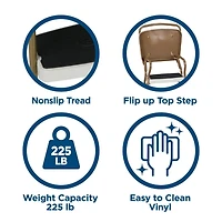 COSCO Stylaire Steel Retro Chair + Step Stool with Flip-Up Vinyl Seat (Gold/Cream)