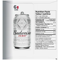 Budweiser Zero Non-Alcoholic Beer 6x355ml Cans, 0.0% Fully Brewed Non-Alcoholic Beer