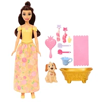 Disney-Coffret Princesse Belle et son chien à toiletter-avec baignoire
