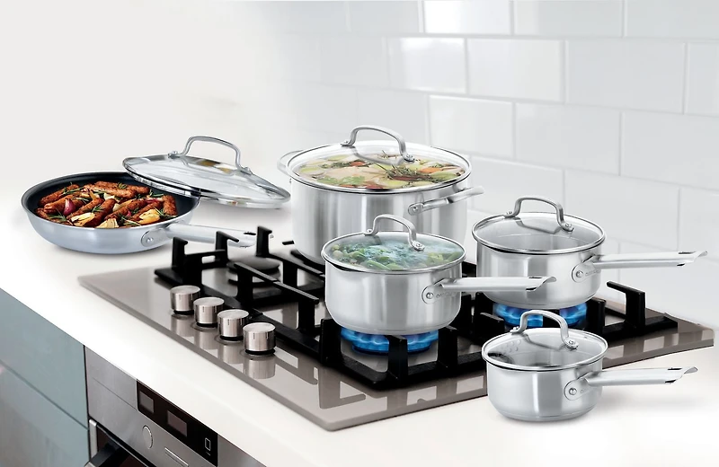 10pc Advantage Pro Stainless-Steel Cookware Set, 10 Pc Cookware Set