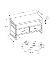 Monarch Specialties Meuble Tv, 48 Pouces, Console, Centre De Divertissement Média, Tiroirs De Rangement, Salon, Chambre À Coucher, Stratifié, Métal, Gris, Noir, Contemporain, Moderne