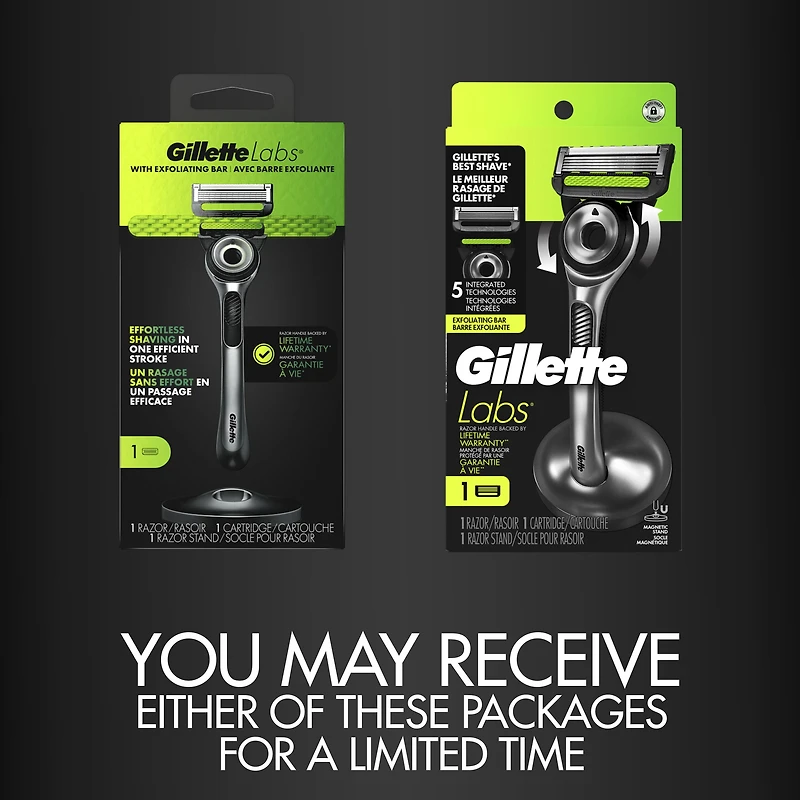 GilletteLabs with Exfoliating Bar by Gillette Razor for Men - 1 Handle, 1 Razor Blade Refill, Includes Premium Magnetic Stand, 1CT