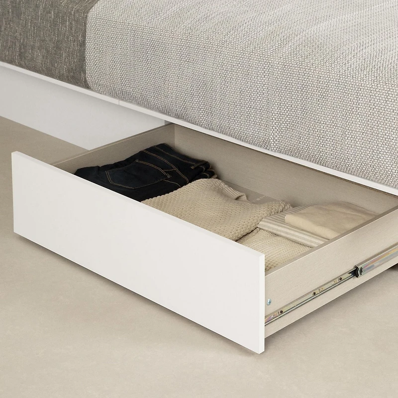 Meubles South Shore Fusion Lit plateforme 2 tiroirs Blanc