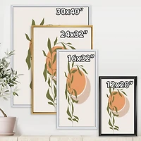Designart Abstract Orange Sun and Moon With Tropical Leaf FLOAT FRAME WALL ART