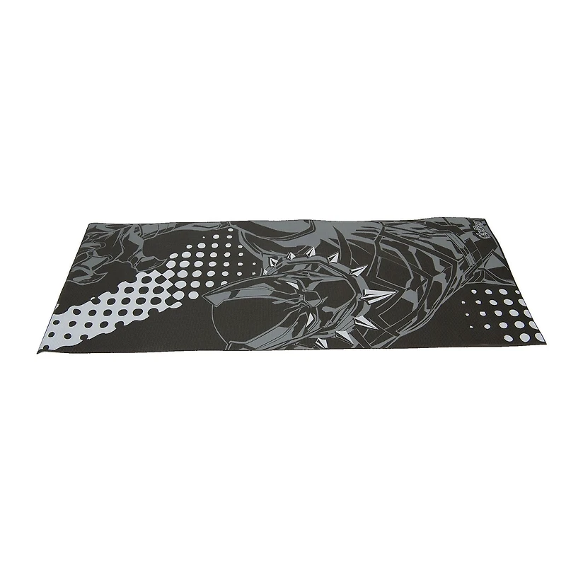 Tapis de yoga 3 mm avec bande dessinée Black Panther de Marvel – 61 cm x 152,4 cm – Noir/gris