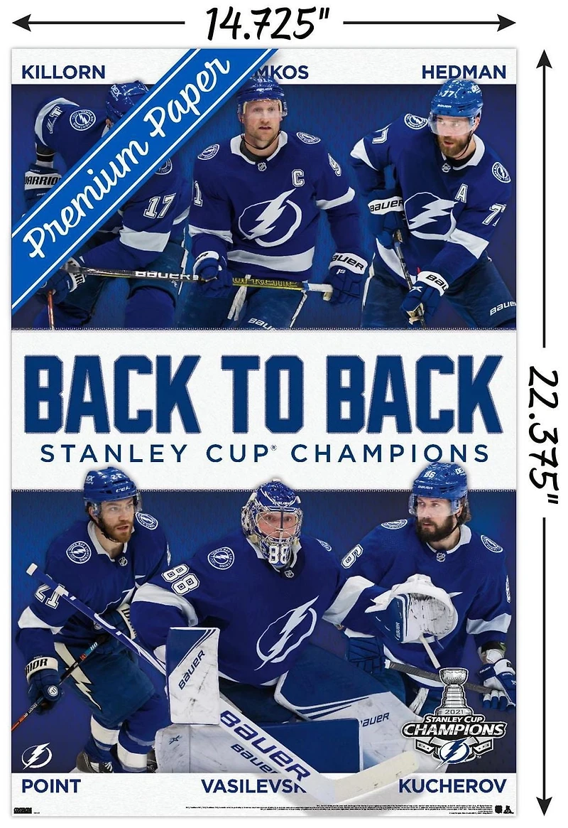 NHL Tampa Bay Lightning - 2021 NHL Stanley Cup Champions Wall Poster, 22.375" x 34" Framed