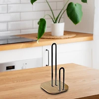 Metal Paper Towel Holder With Bamoo Bottom