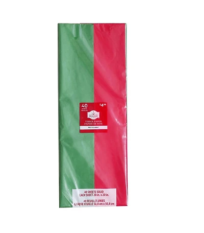 Papier cadeau Holiday Time, 40 unités rouges et vertes Quantité 40 feuilles