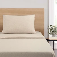 Mainstays Extra Soft Adult Jersey Bed Sheet Set, Queen, Oatmeal, 4 Pieces, Jersey Sheet Set Cotton and Polyester