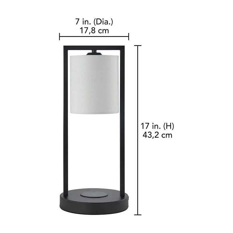 hometrends Table Lamp with USB Port & Wireless Charger, 17 in., wireless charger