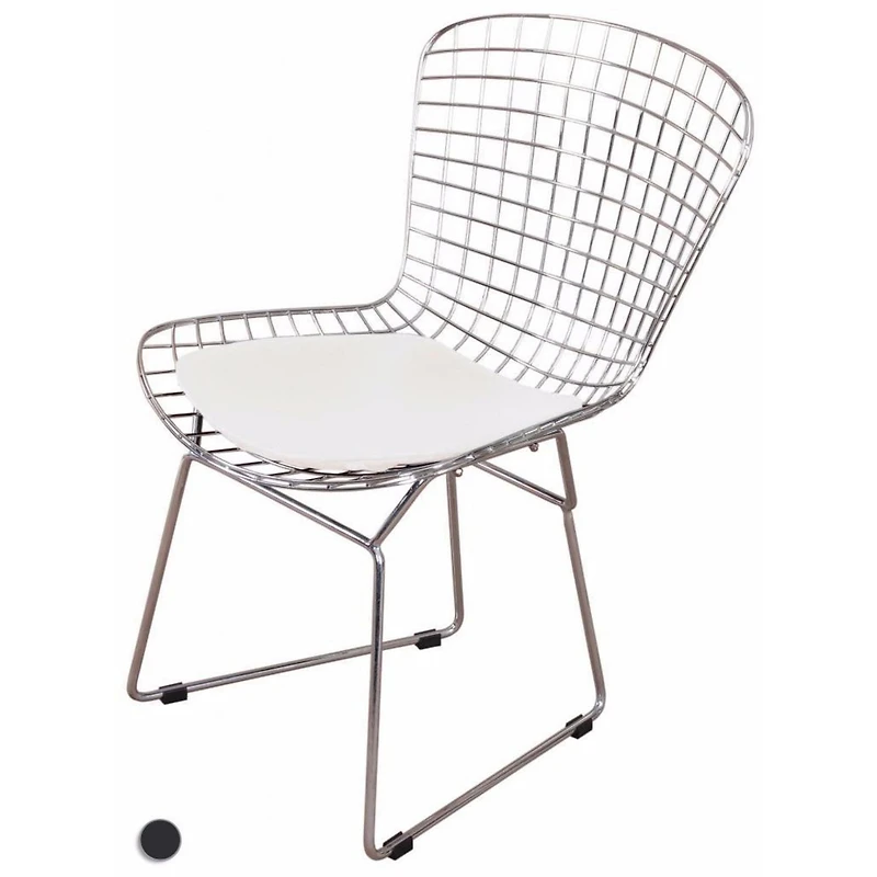 Nicer Furniture with Leatherette Pu Pad Chromed Steel Side White Chairs