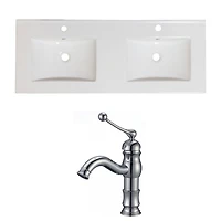 American Imaginations 23.75-in. W Floor Mount White Vanity Set For 3H8-in. Drilling Bianca Carara Top White UM Sink AI-15846