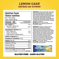 Pure Protein Lemon Cake Bars - 20 g Protein, Low Sugar, Gluten free Snack with Whey Blend, Made in Canada, 6 x 50 g, Lemon cake protein bar