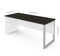 Bestar Pro-Concept Plus 71L Table de bureau avec patte de métal rectangulaire - Blanc et gris profond