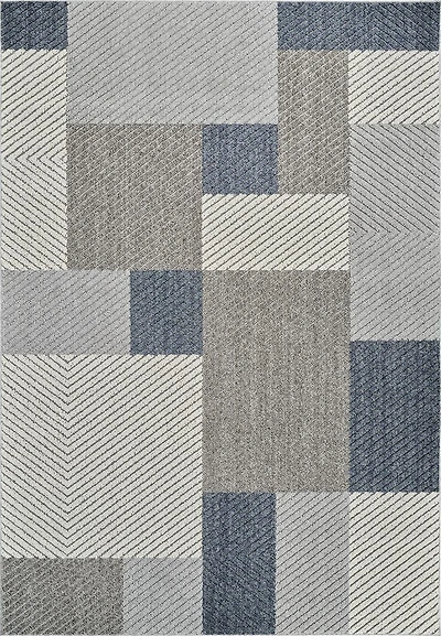 Rug Branch Hogar Abstract Indoor Outdoor Area Rug, Grey Blue, Geometric - Living Room, Bedroom, Dining Room, and Kitche