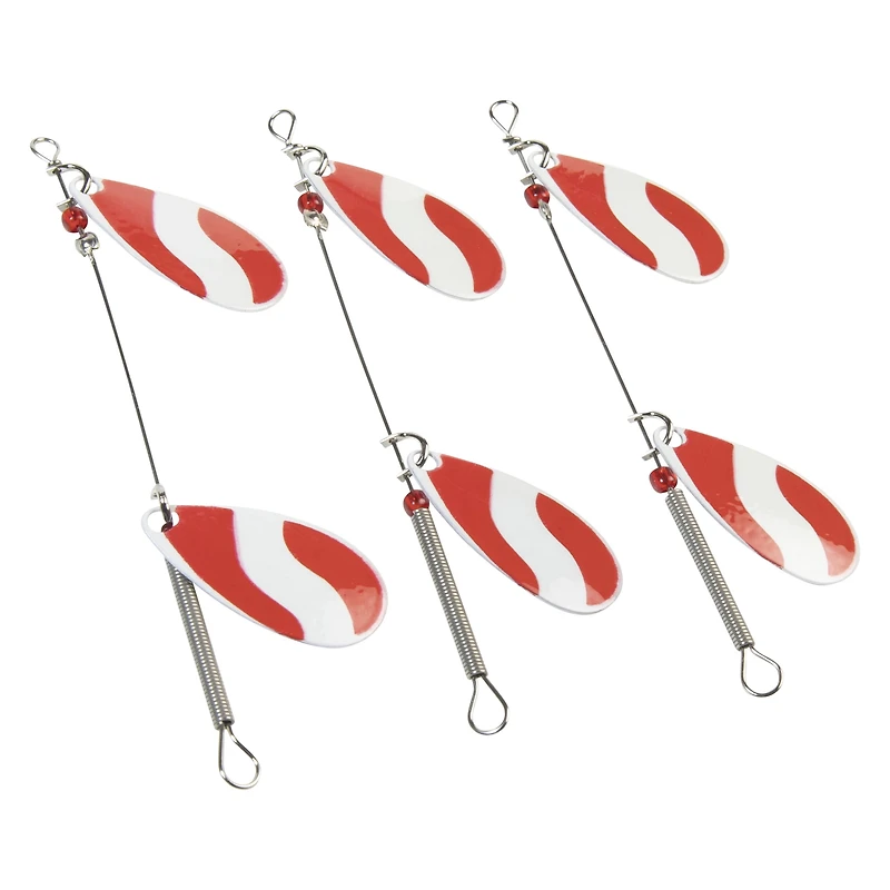 Lucky Strike Baitworks #3 Rouge et Blanc Double Cuillère Tournante - Lot de 3 - Cuillère de Pêche