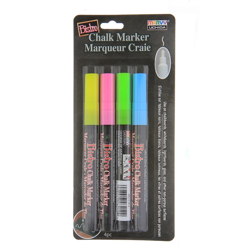 MARVY UCHIDA®  BISTRO CHALK MARKER 4PC FINE FLUORESCENT SET