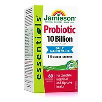 Jamieson Probiotic 10 Billion Active Cells, Gut Flora Support, for Complete Intestinal & Digestive Health. 14 Unique Strains to Improve Microbial Diversity, with Bifidobacterium and Lactobacillus, Non, 60 Capsules