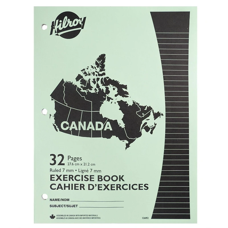 Hilroy® Canada Exercise Book, 4-pack , 10-7/8" X 8-3/8", 32 Pages, Exercise Book, 4 Pack