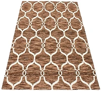 ECARPETGALLERY 5'1" x 6'10" Contemporary Collage Handmade Area Rug for Living Room, Dining Room and Bedroom in Brown