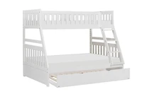 Topline Home Furnishings  White Twin over Full Bunk Bed with Twin Trundle