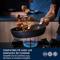 Ensemble T-fal Stone Shield de 10 pièces avec technologie DefenseShield™, fabrication en 6 couches, texture pierre robuste, à l’épreuve du lave-vaisselle et du four